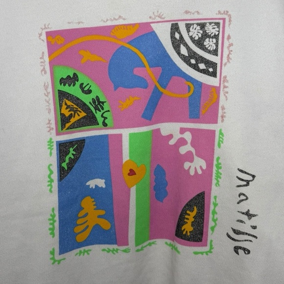 Vintage MATISSE Collared Polo Sweater Size Medium White 80s 90s French Art - Picture 4 of 6